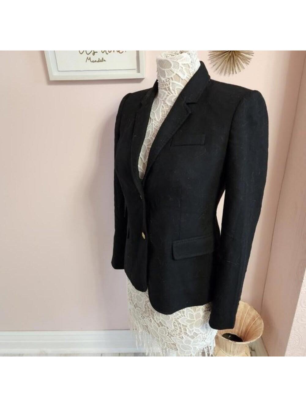 J Crew School boy black wool blazer gold buttons 4 flawless